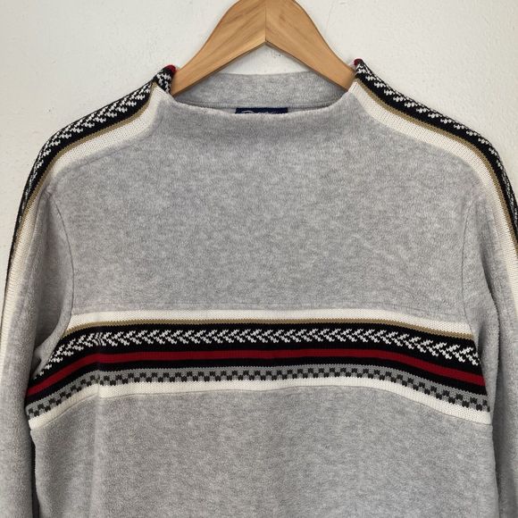 Vintage CATALINA Long Sleeve Gray Striped Sweater Women's Size XL - Picture 2 of 6